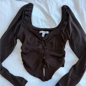 Urban Outfitters Brown Long Sleeve Top